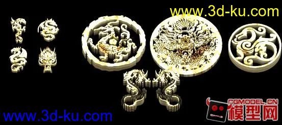 中式龙纹浮雕装饰模型的图片1