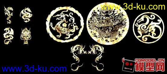 中式龙纹浮雕装饰模型的图片3