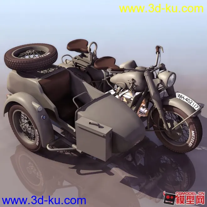 T_BMWR75 三轮摩托车模型的图片1
