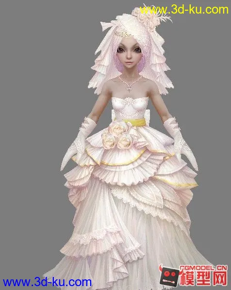3D端游角色—矮人新娘（写实 偏Q 手绘 女）——MAX DDS模型的图片1
