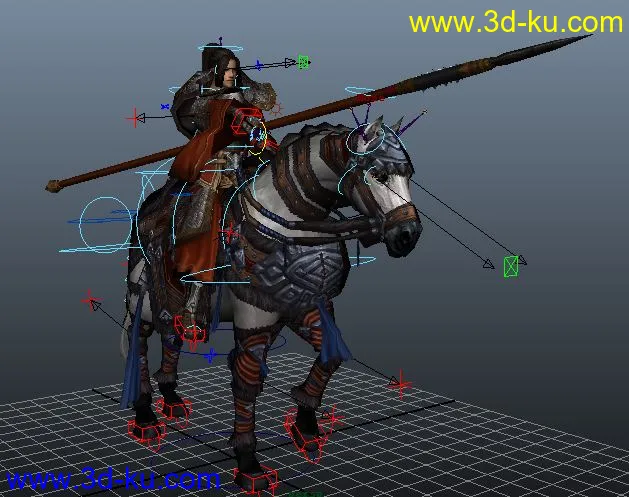 赵云游戏模型，骑马效果（有骨骼，有材质）的图片2