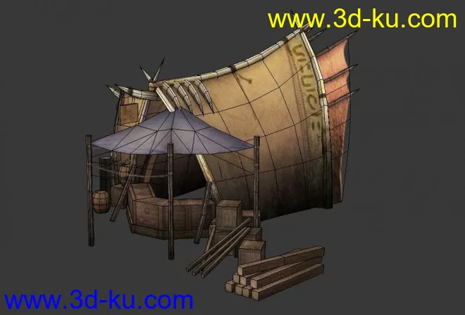 端游低模写实帐篷模型的图片3