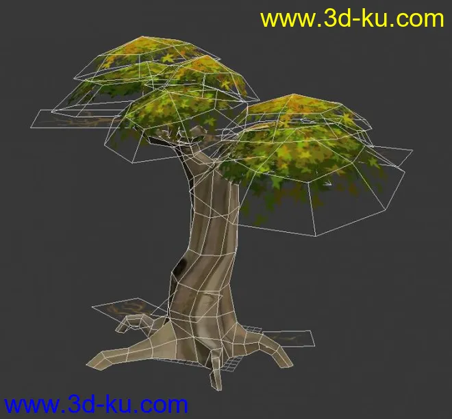 Q版游戏低模树木，三种样式形态，超好用，含有3ds格式文件模型的图片1