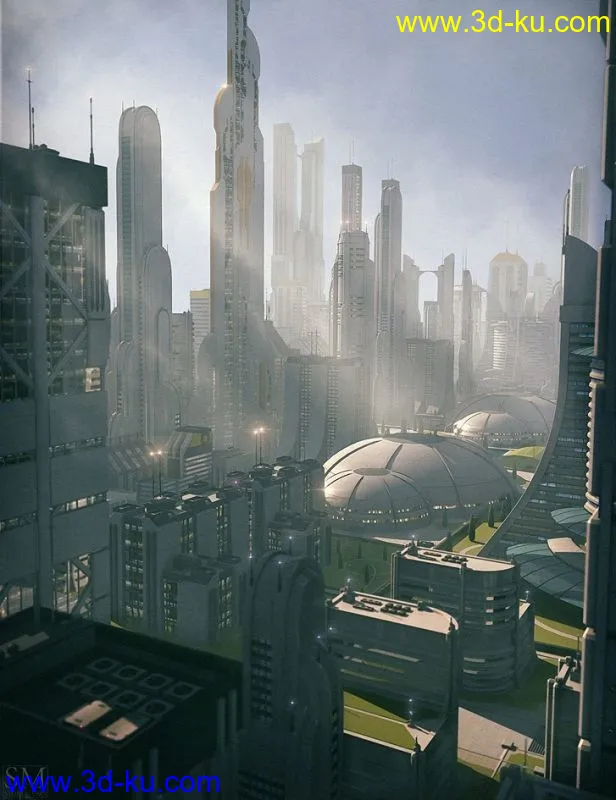 大师级科幻元素建筑合集第二部，未来城市建筑部件模型的图片1