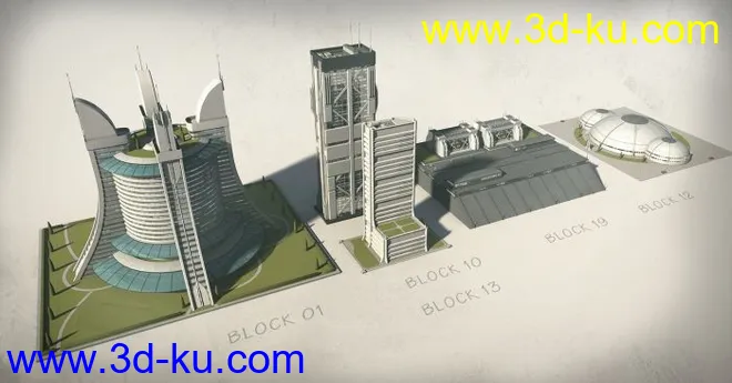 大师级科幻元素建筑合集第二部，未来城市建筑部件模型的图片5