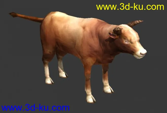 老黄牛，家牛游戏用模型，家畜模型，psd带图层贴图的图片1