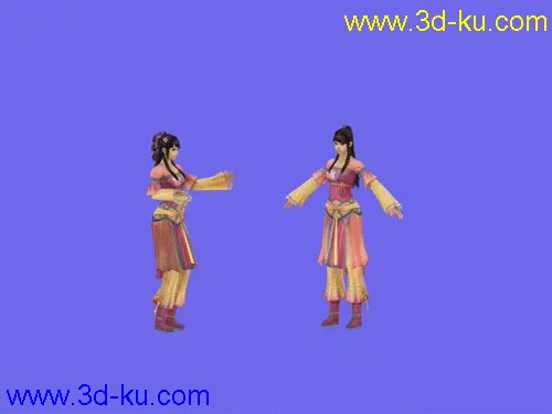 标准女江湖装带动画显传统民族色彩帖图模型的图片1