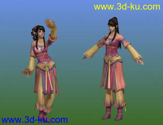 标准女江湖装带动画显传统民族色彩帖图模型的图片2