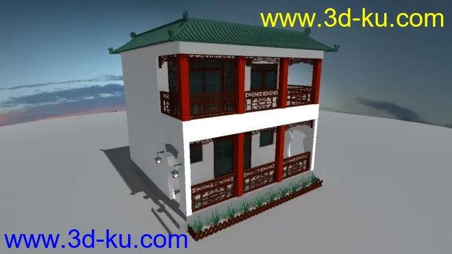 一个中式建筑古建风格带有简单中式家具模型的图片6