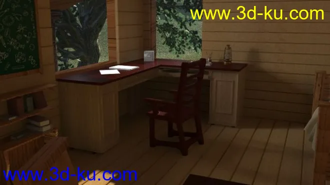 自己建的一个森林木屋场景，带完整材质贴图模型的图片2