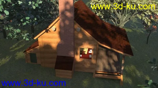 自己建的一个森林木屋场景，带完整材质贴图模型的图片4