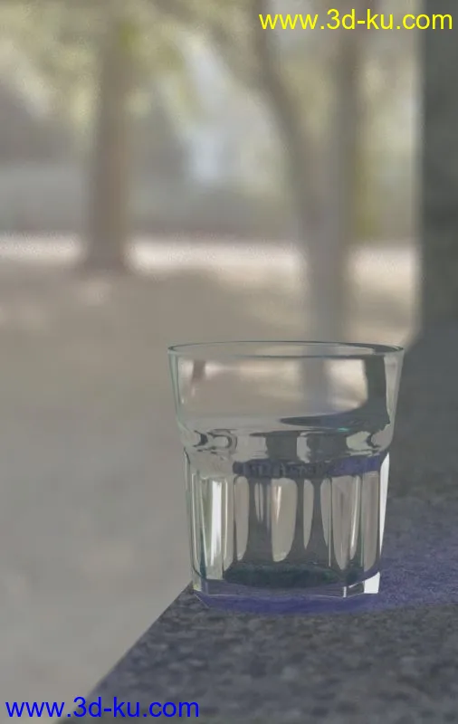 玻璃杯高级渲染，带水效果图，附送小场景，小清新，简单，主要调材质球反射折射属性模型的图片1