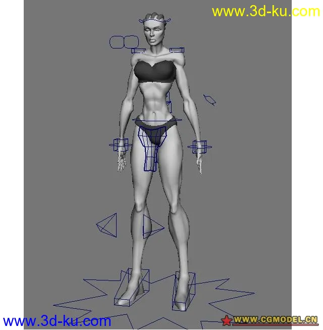 一个格斗女 带绑定模型的图片1
