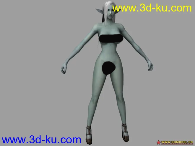 LineAgeII dark elf female nude模型的图片1