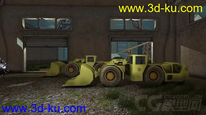 工业工厂城市场景部件系列6 厂房 车间 铲车 钻机车 码头 沙厂模型的图片4