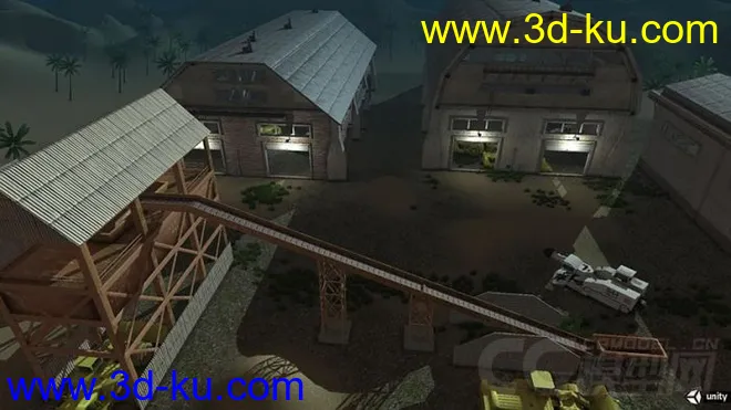 工业工厂城市场景部件系列6 厂房 车间 铲车 钻机车 码头 沙厂模型的图片8