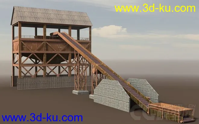 工业工厂城市场景部件系列6 厂房 车间 铲车 钻机车 码头 沙厂模型的图片13