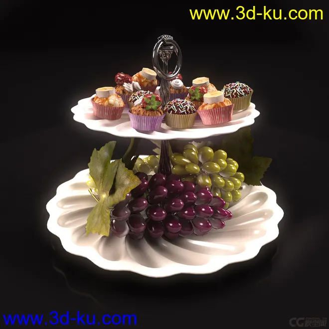 蛋糕和葡萄模型的图片1