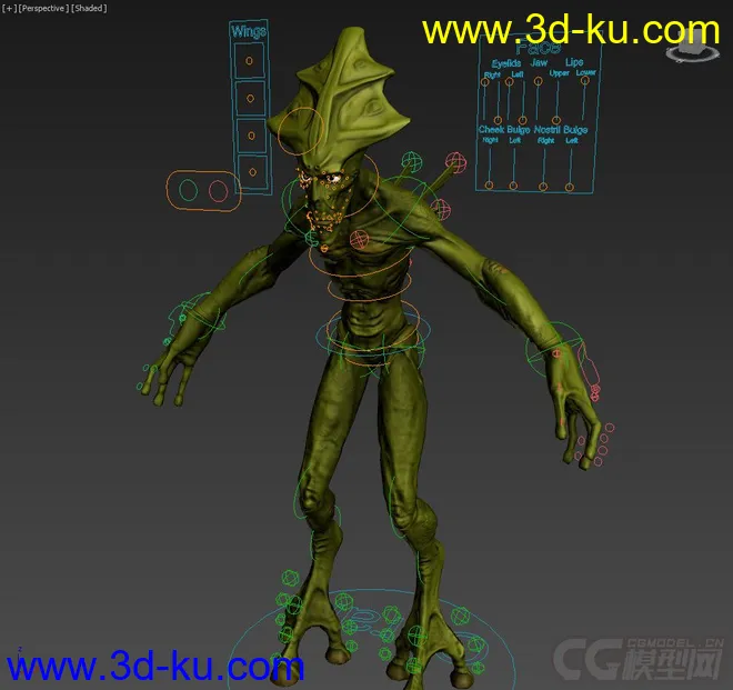 Okran Alien Creature rig with textures 3DMax模型的图片1