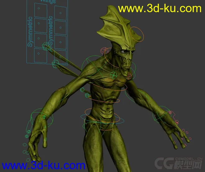 Okran Alien Creature rig with textures 3DMax模型的图片3