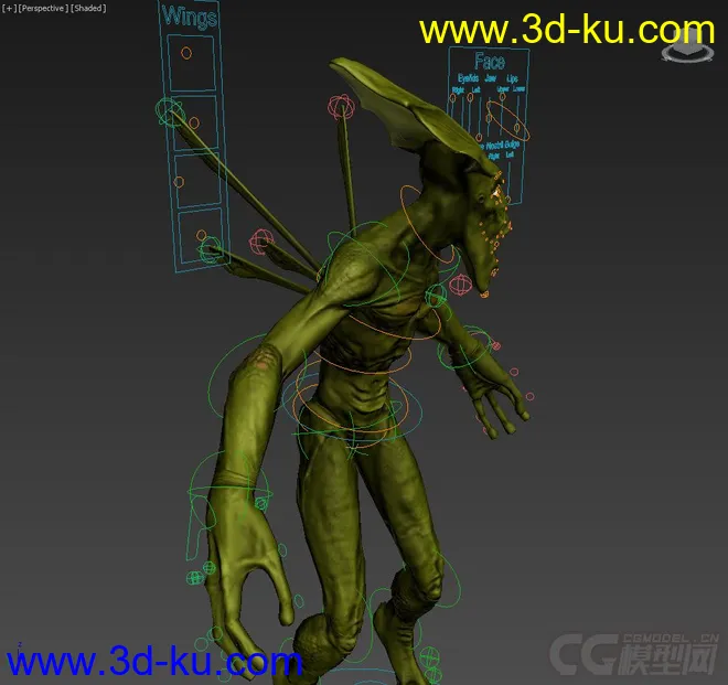 Okran Alien Creature rig with textures 3DMax模型的图片5