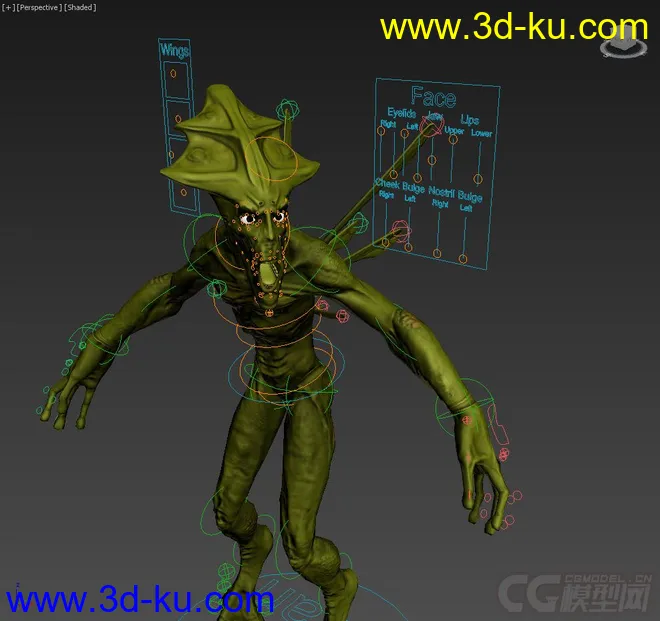 Okran Alien Creature rig with textures 3DMax模型的图片6