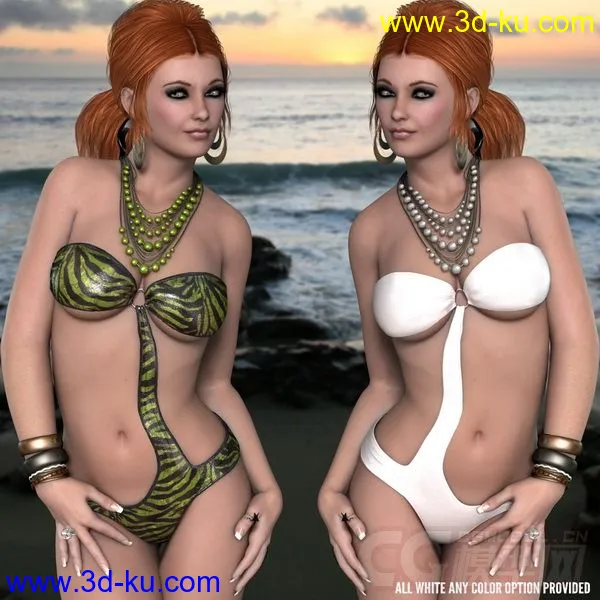 DAZ3D & Poser ~ Slim-Fit Monokini Bundle for V4模型的图片3
