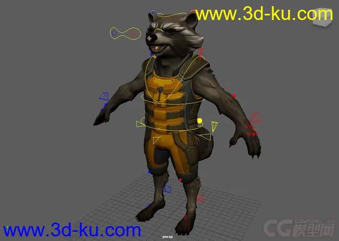 Rocket Raccoon Rig with textures  Maya 2016模型的图片1