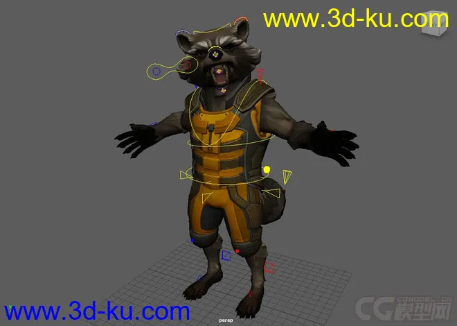 Rocket Raccoon Rig with textures  Maya 2016模型的图片2