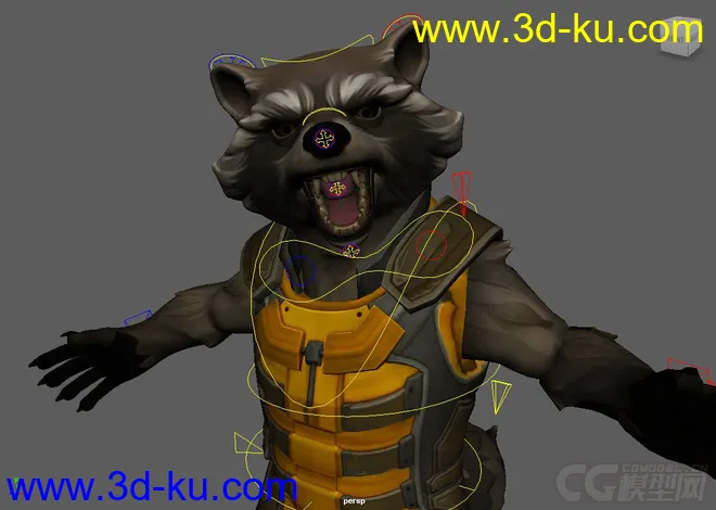 Rocket Raccoon Rig with textures  Maya 2016模型的图片3
