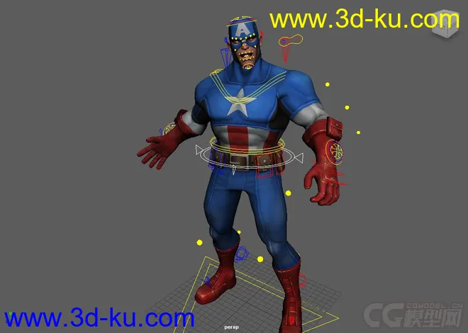 Captain America Rig with textures  Maya 2016模型的图片3