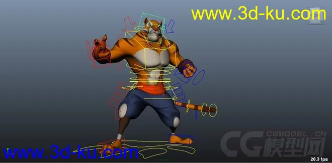 Tirger cartoon - high level character rig with textures模型的图片1