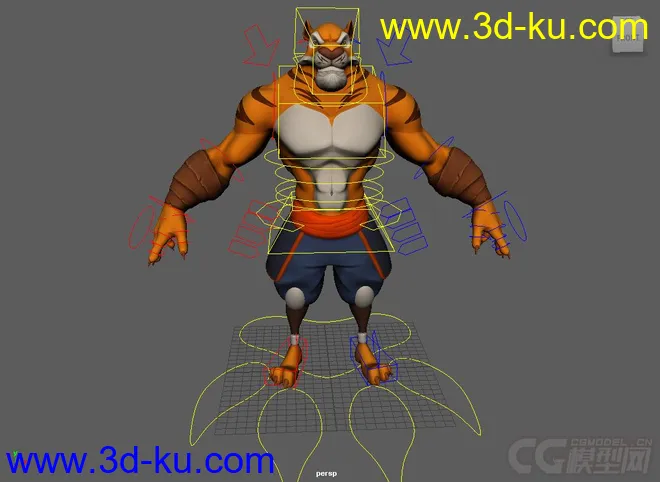 Tirger cartoon - high level character rig with textures模型的图片2