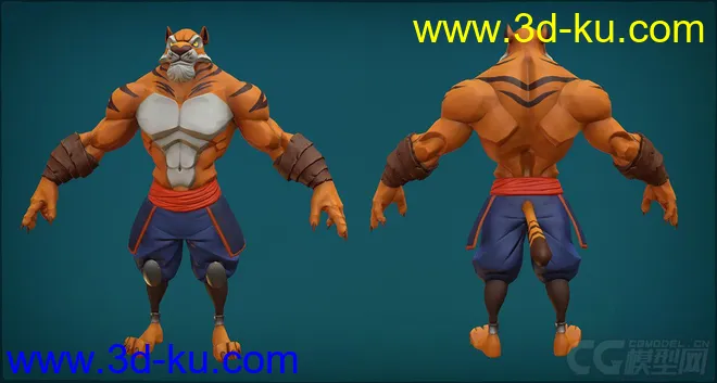 Tirger cartoon - high level character rig with textures模型的图片4
