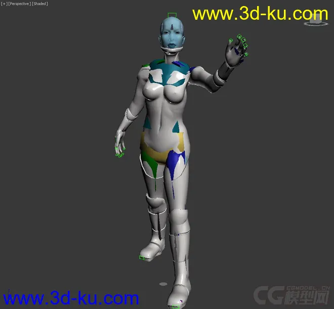 Blue Alien Woman Rig 3DMax with textures模型的图片2