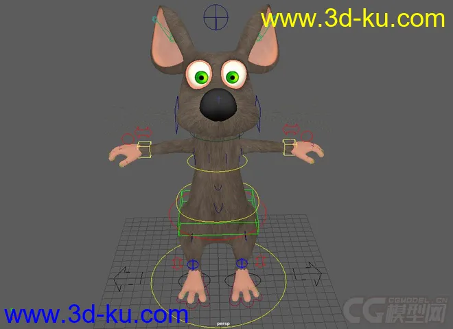 Little Mouse cartoon rig with textures模型的图片2