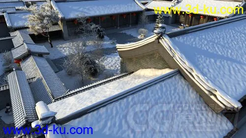 美丽的雪景古建模型的图片3