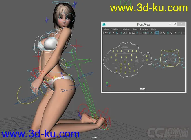 Sexy Cute Woman full rig with textures模型的图片2