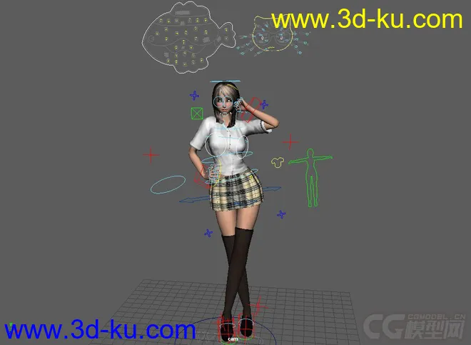 Sexy Cute Woman full rig with textures模型的图片3