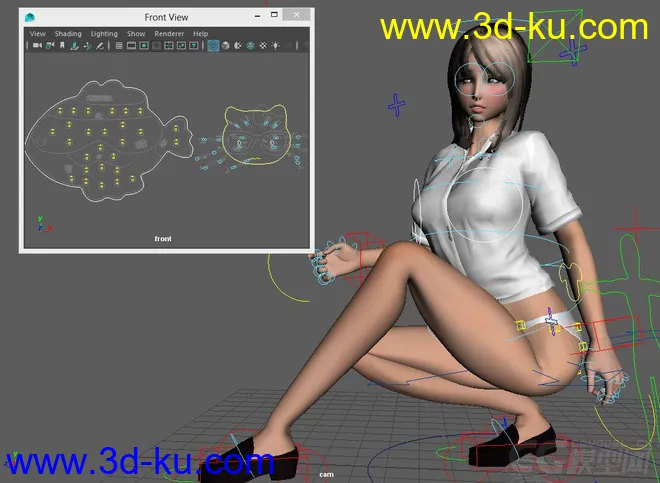 Sexy Cute Woman full rig with textures模型的图片4