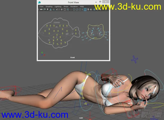 Sexy Cute Woman full rig with textures模型的图片5