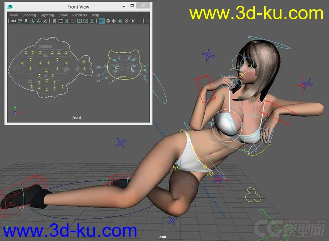 Sexy Cute Woman full rig with textures模型的图片8