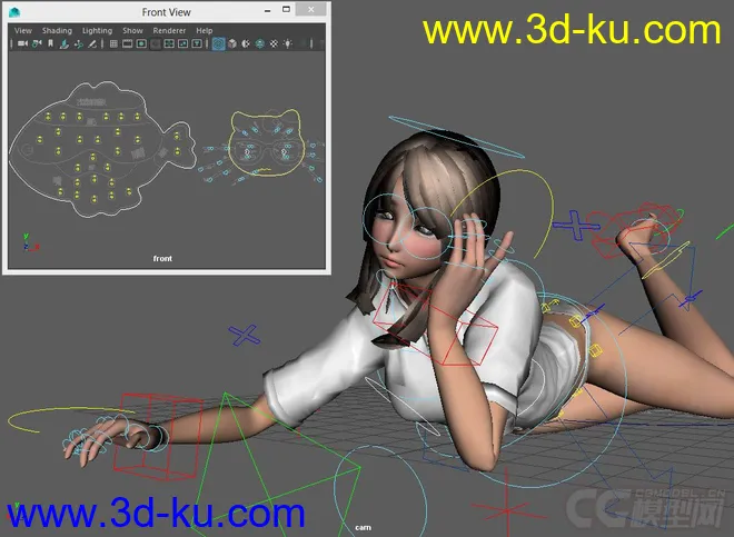 Sexy Cute Woman full rig with textures模型的图片9