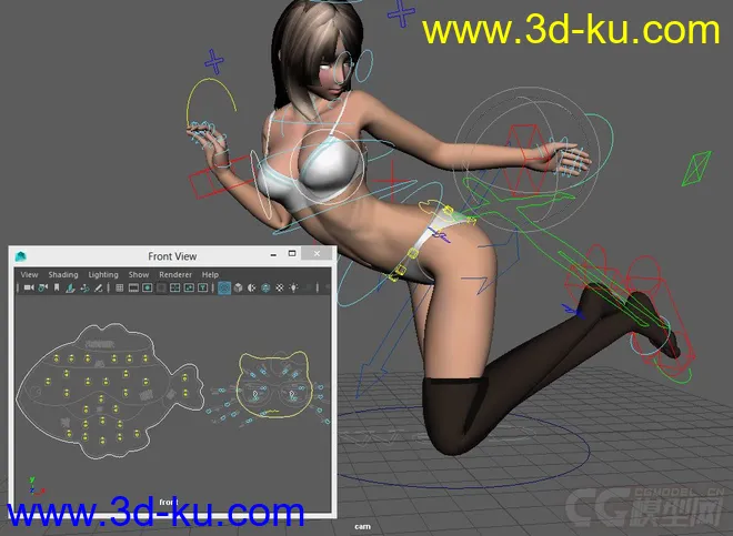 Sexy Cute Woman full rig with textures模型的图片10
