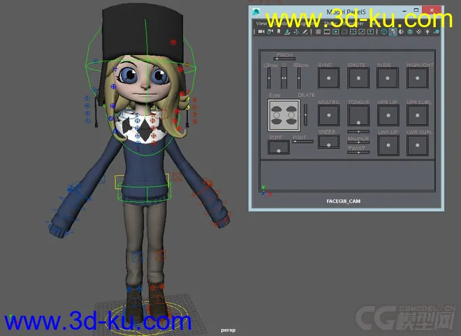 Hatted Cute little cartoon girl rig with textures模型的图片3