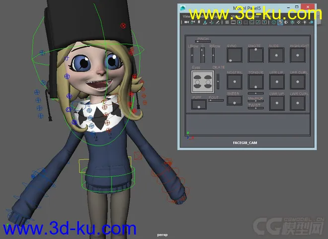 Hatted Cute little cartoon girl rig with textures模型的图片4