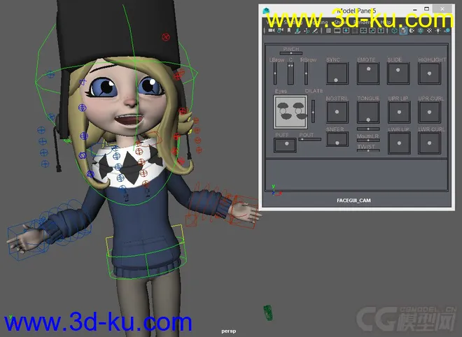 Hatted Cute little cartoon girl rig with textures模型的图片6