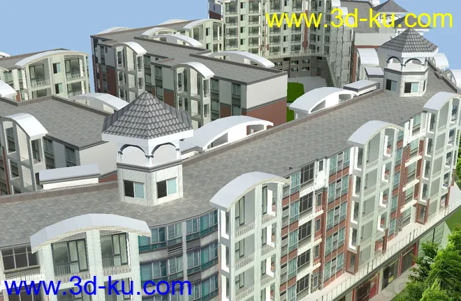 虚拟现实 完整高档小区模型 有地形小品设施的图片3