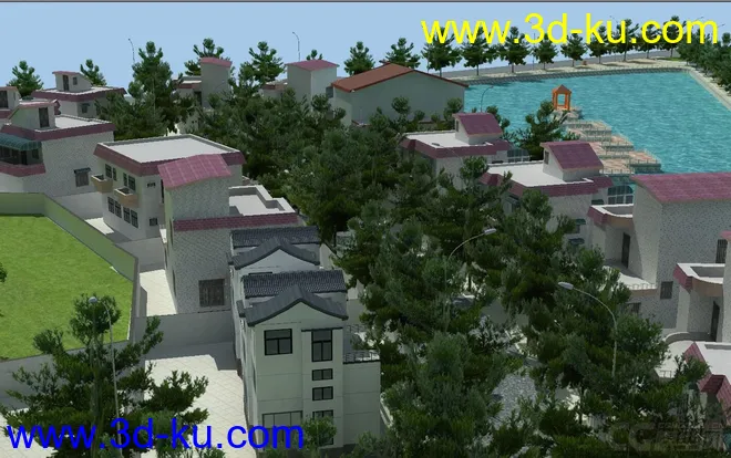 虚拟现实 完整别墅区场景模型的图片3