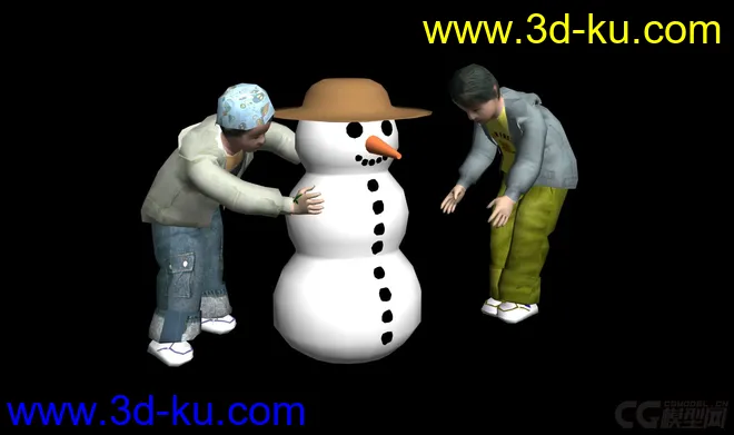 虚拟现实  小朋友堆雪人场景模型的图片1